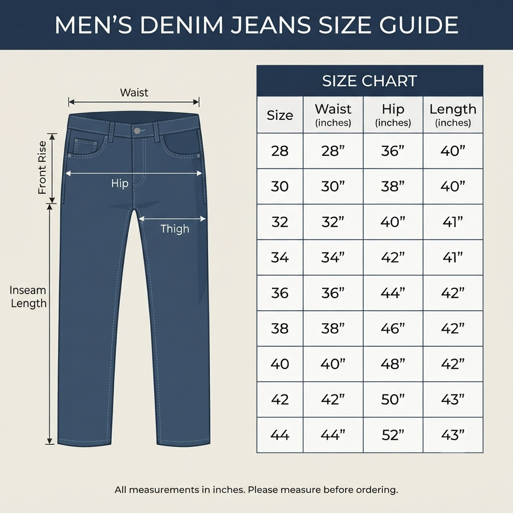 Men's Classic Blue Denim Jeans – Regular/Straight Fit, Export Quality