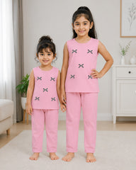Girls Bow Detail Sleeveless Top and Trouser Set – Soft Cotton Jersey Western Wear