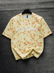 Calvin Klein Printed Yellow Splatter Print Oversized T-Shirt for Men | Crew Neck Tee