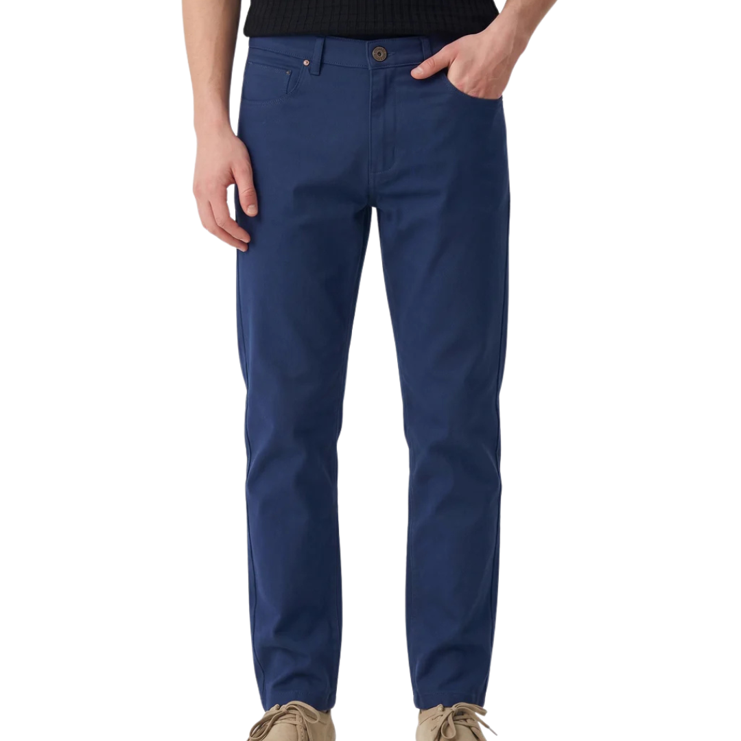 Men's Navy Blue Denim Jeans - Regular/Straight Fit, Export Quality