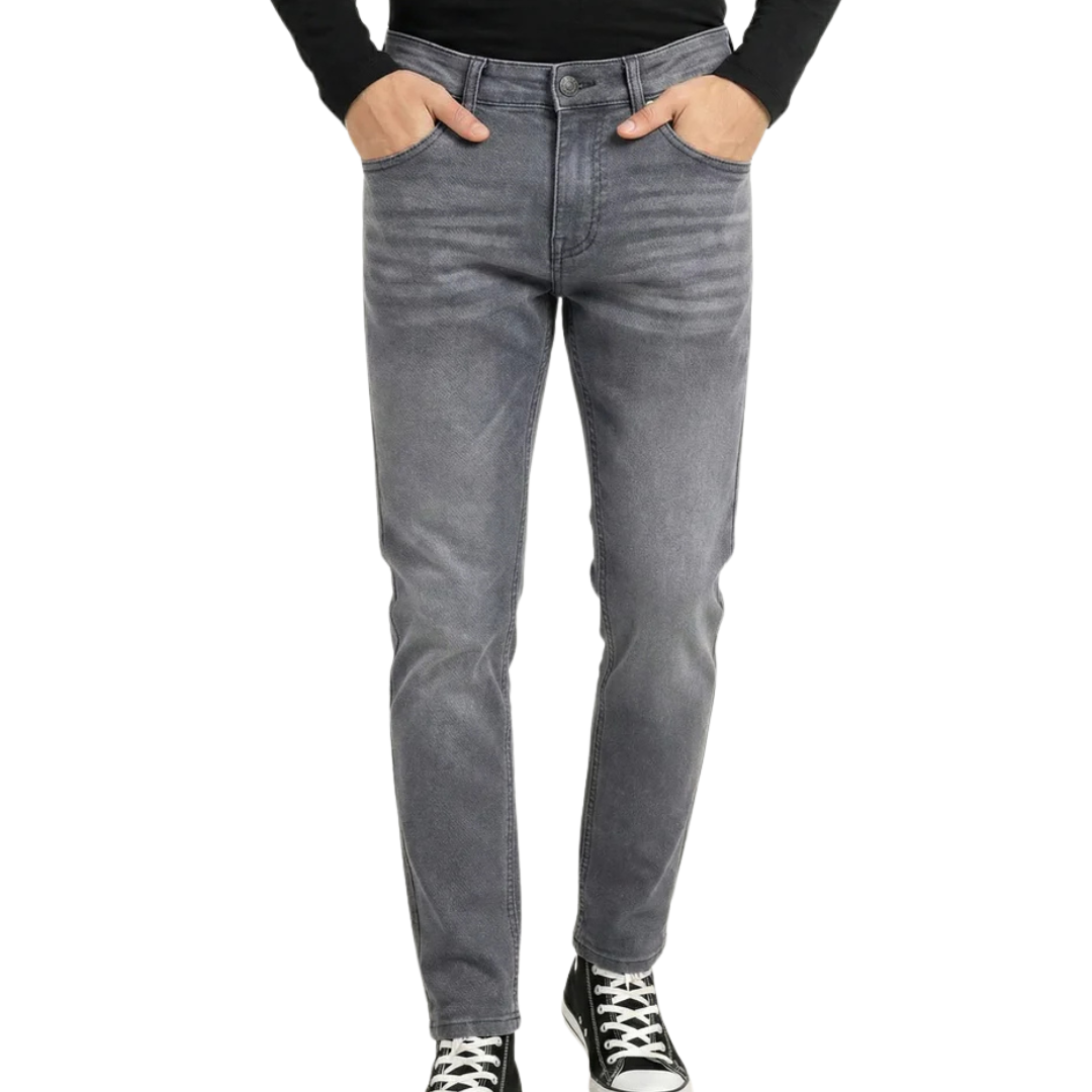 Men's Grey Denim Jeans - Regular/straight Fit, Export Quality