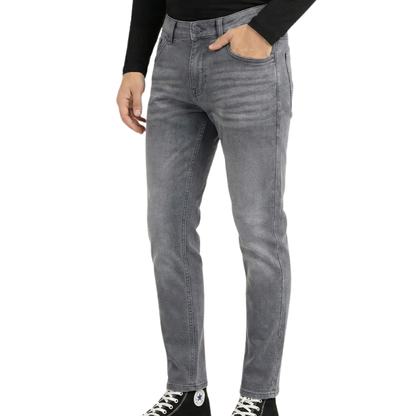 Men's Grey Denim Jeans - Regular/straight Fit, Export Quality