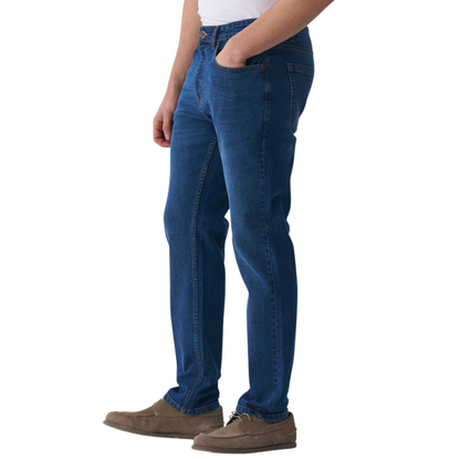 Men's Classic Blue Denim Jeans – Regular/Straight Fit, Export Quality