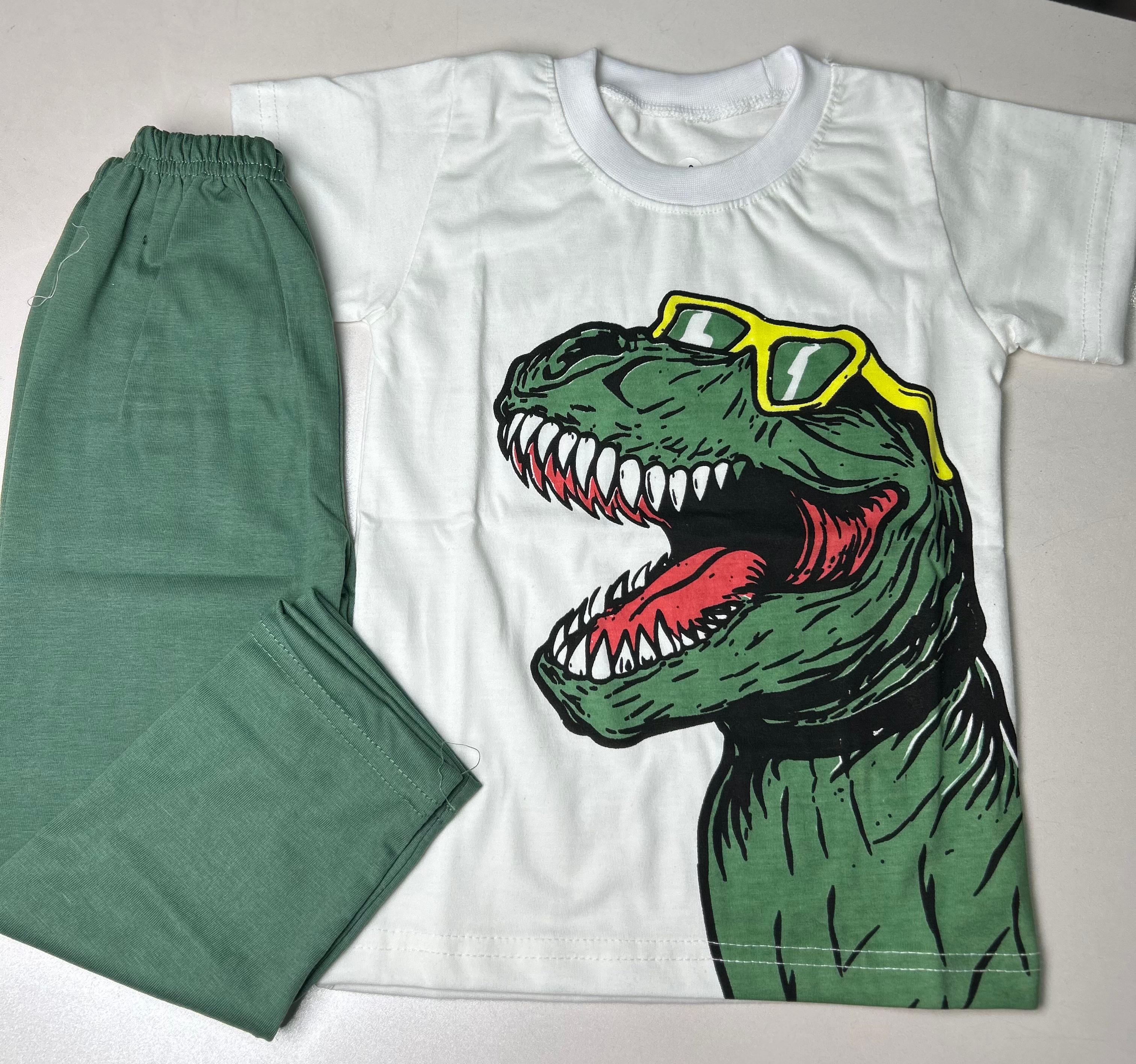 Boys Dinosaur Print T-Shirt and Trouser Set – Soft Jersey Summer Co-Ord