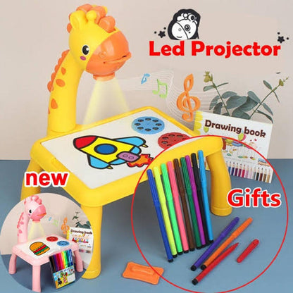 LED Drawing Projector Table for Kids, Projection Painting Board with Erasable Drawing Surface
